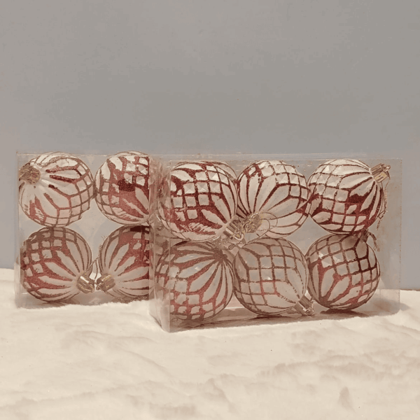 Modern Red & White Geometric Pattern Christmas Ornament Set