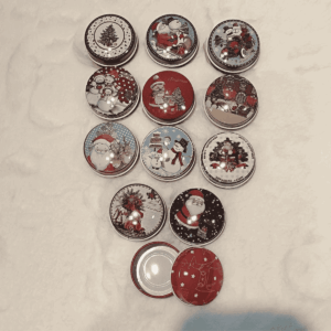 Decorative Christmas themed tins.
