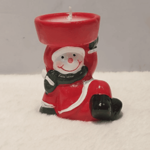 Charming snowman candle  for festive ambiance.