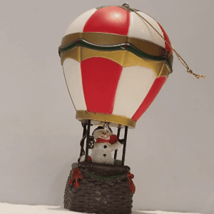Festive Hot Air Balloon  Snowman Ornament
