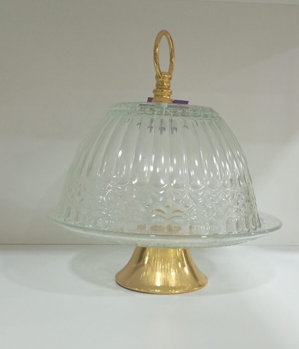 1780983976_WhatsApp_Image_2026-06-06_at_17.16.15-1.jpeg Vintage-Style Glass Cake Stand with Dome Cover and Gold Pedestal Base