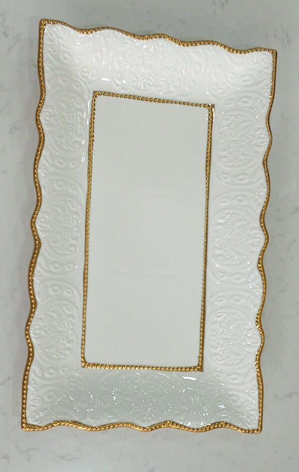 1781241788_WhatsApp_Image_2026-06-09_at_13.17.22-1.jpeg Rectangular Embossed Ceramic Serving Dish with Double Gold Trim