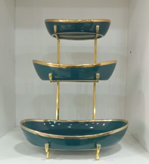 Three-Tier Oval Ceramic Serving Stand