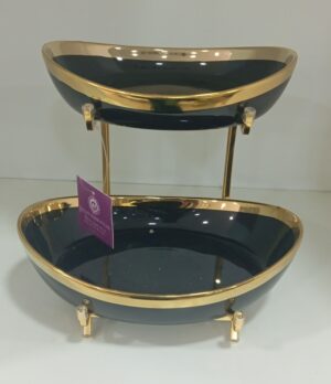 Two-Tier Oval Ceramic Serving Stand