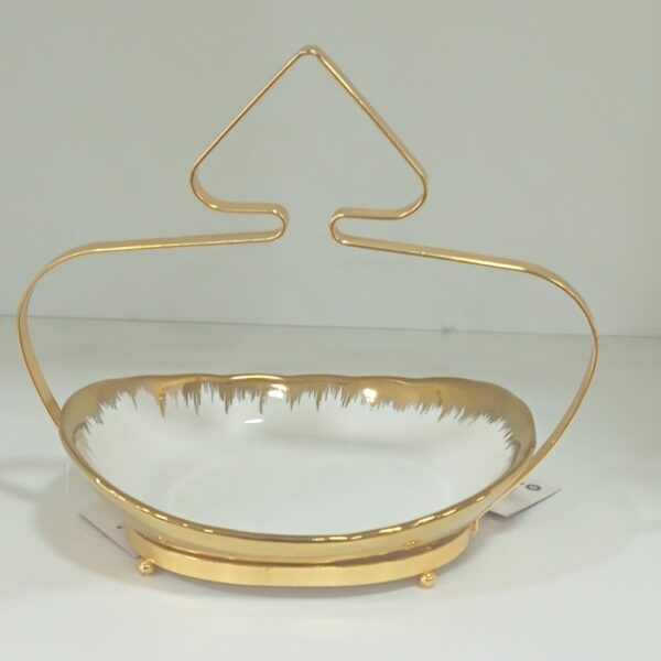 Elegant Ceramic Serving Bowl with Gold Handle