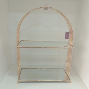 Luxury Two-Tier Mirrored Display Stand – Rose Gold Finish