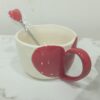 Heart Accent Ceramic Mug with Matching Heart Spoon