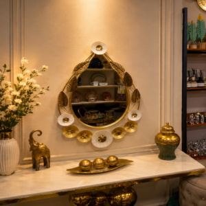 Elegant Gold Decorative Mirror – Artistic Wall Accent