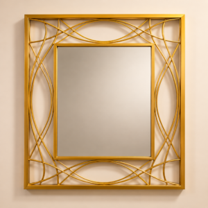 Luxury Gold Geometric Wall Mirror – Elegant Statement Décor