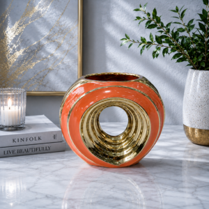 Luxury Orange And Gold Statement Vase