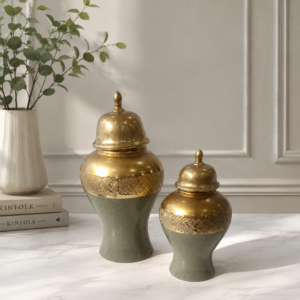 Gold & Olive Decorative Ginger Jars